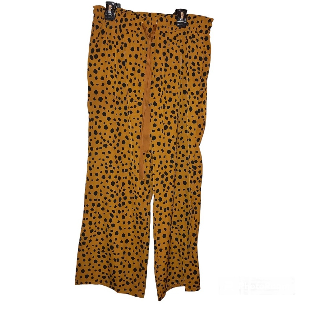Listicle Animal Cheetah Print Dot Wide‎ Leg Pull on Pants brown size small